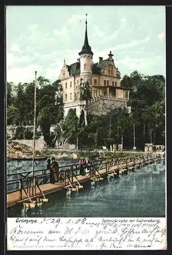 AK Grimma, Tonnenbrücke mit Gattersburg