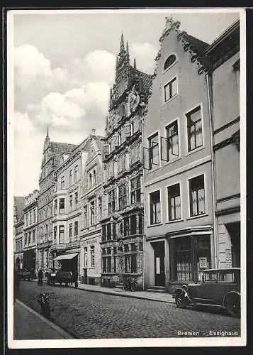 AK Bremen, Strassenpartie mit Essighaus und Geschäften
