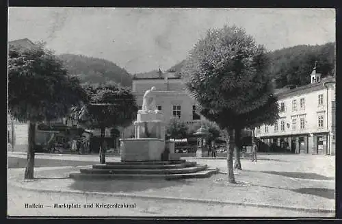 AK Hallein, Marktplatz und Kriegerdenkmal