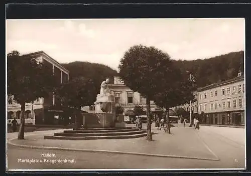 AK Hallein, Marktplatz mit dem Kriegerdenkmal