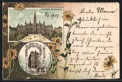 Lithographie Wien, Rathaus, Haus der Wiener Mode