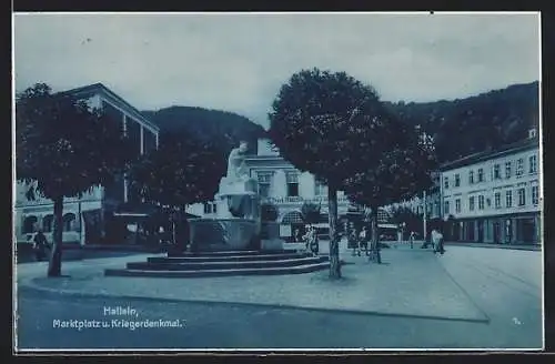 AK Hallein, Marktplatz und Kriegerdenkmal