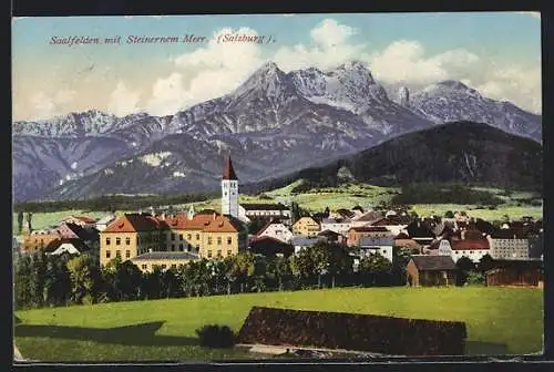 AK Saalfelden am Steinernen Meer, Blick zum Ort hin zum Steinernen Meer