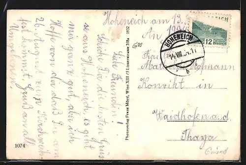 AK Hoheneich /N.-Oe., Teilansicht mit Kirche