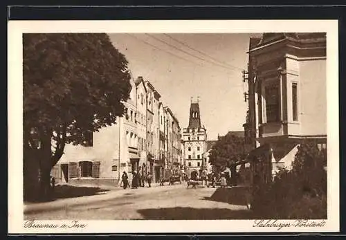 AK Braunau a. Inn, Strassenpartie in der Salzburger Vorstadt