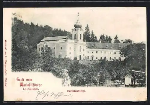 AK Gutenstein, Servitenkirche am Mariahilfberge