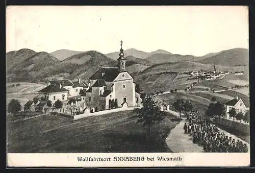 Künstler-AK Annaberg bei Wiesmath, Prozession an der Kirche