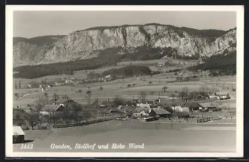 AK Gaaden, Panoramaansicht mit Stollhof und Hohe Wand