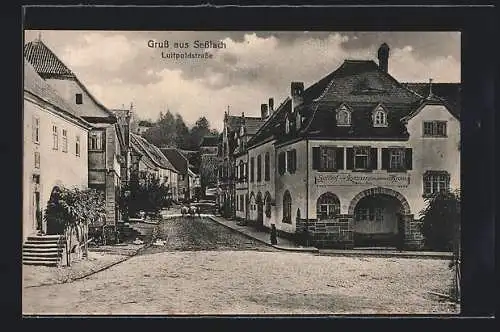 AK Sesslach, Luitpoldstrasse mit Gasthof zur goldenen Krone