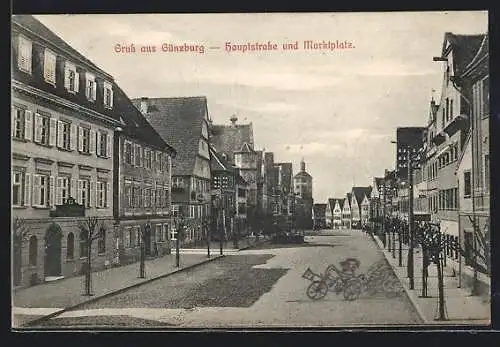 AK Günzburg, Hauptstrasse und Marktplatz