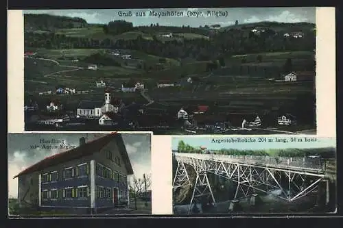 AK Mayerhöfen /Bayr. Allgäu, Handlung von Anton Eigler, Argentobelbrücke, Panorama