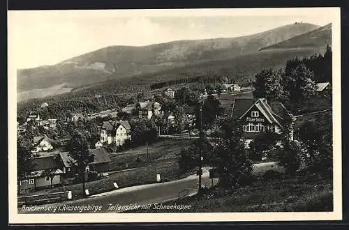 AK Brückenberg i. Riesengebirge, Teilansicht mit Schneekoppe