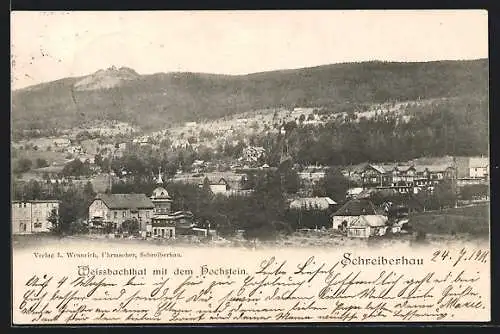 AK Schreiberhau, Weissbachthal mit dem Hochstein