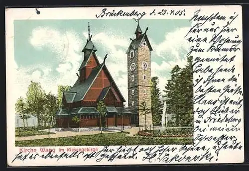 AK Brückenberg /Riesengebirge, An der Kirche Wang