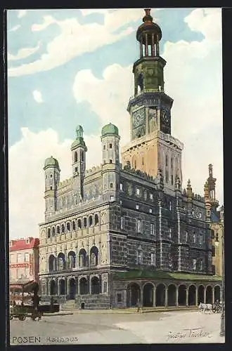 Künstler-AK Posen, Ansicht des Rathauses