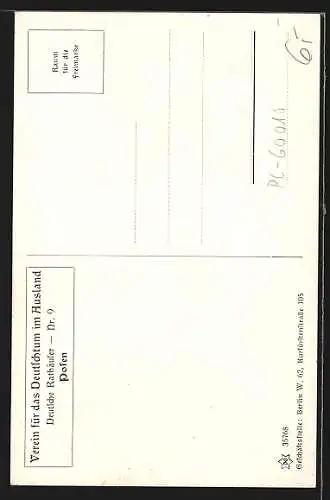 Künstler-AK Posen, Ansicht des Rathauses