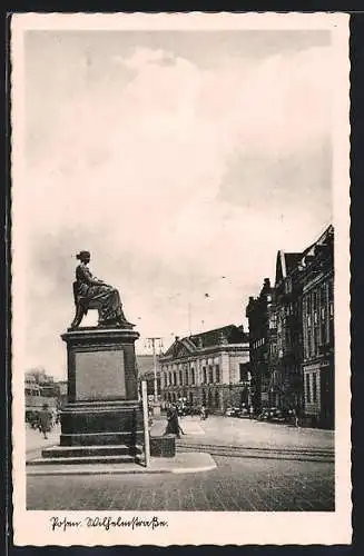 AK Posen, Wilhelmstrasse mit Denkmal