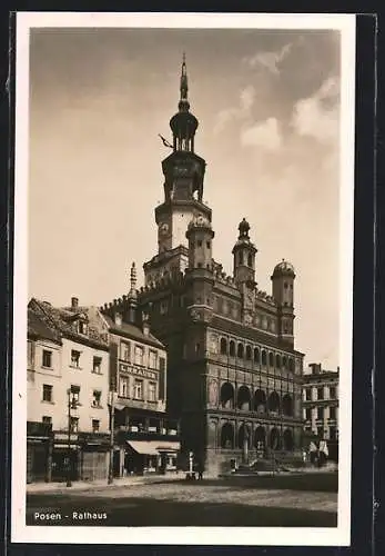 AK Posen / Poznan, Rathaus mit Geschäftshaus L. Krause