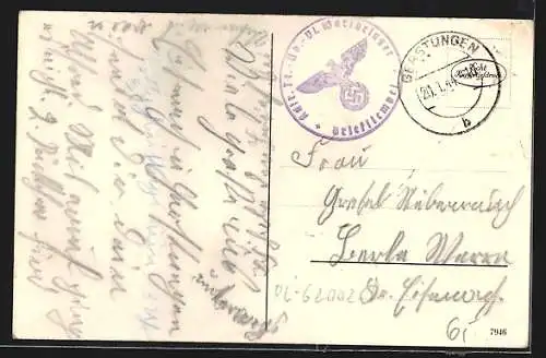 AK Warthelager, Wasserturm im Schnee