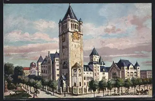 Künstler-AK Posen / Poznan, Strassenpartien am Kaiserschloss