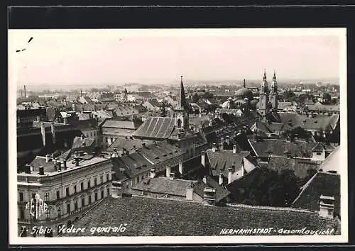 AK Hermannstadt, Ortsansicht aus der Vogelschau
