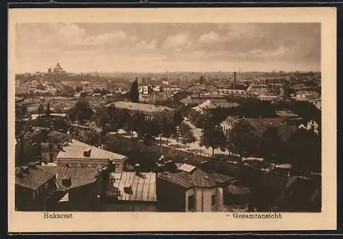 AK Bukarest, Gesamtansicht aus der Vogelschau