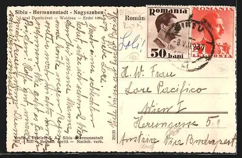 AK Hermannstadt, Ruderboote auf dem Waldsee