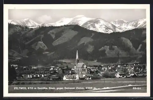 AK Zeltweg /Steiermark, Totalansicht gegen Seckauer Zinken