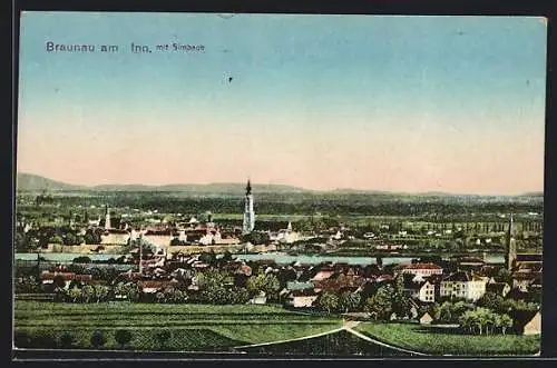 AK Braunau am Inn, Ortsansicht mit Simbach