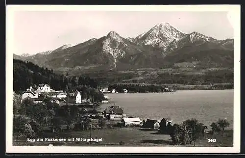 AK Egg /Faakersee, Ortsansicht mit Mittagskogel-Panorama