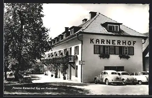 AK Egg /Faakersee, Pension Karnerhof mit Garten
