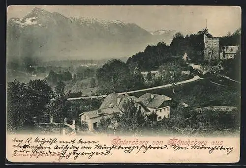 AK Salzburg, Untersberg vom Mönchsberg aus gesehen