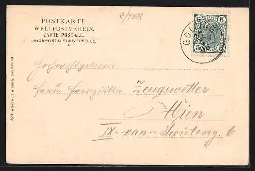 AK Golling, Ortsansicht mit Bergen