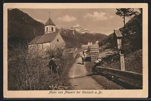 AK Steinach am Brenner, Mauern, Strassenpartie mit Kirche