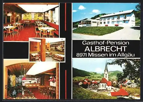AK Missen / Allgäu, Gasthof Pension Albrecht, Aussen- u. Innenansichten, Ortspanorama