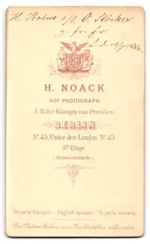 Fotografie H. Noack, Berlin, Unter den Linden 45, O. Stöcker im Anzug mit Brille