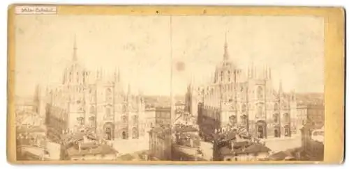 Stereo-Fotografie unbekannter Fotograf, Ansicht Milan / Mailand, Blick nach der Kathedrale