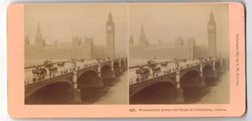 Stereo-Fotografie B. W. Kilburn, Littleton, Ansicht London, Westminster Abbey and House of Parliament