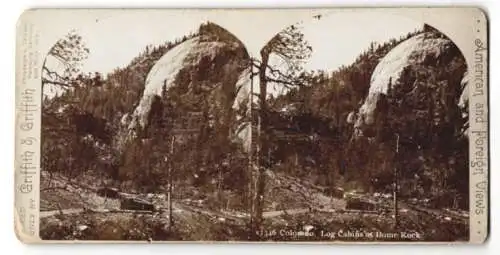 Stereo-Fotografie Griffith & Griffith, Philadelphia, Ansicht Colorado, Log Cabins at Dome Rock