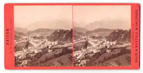 Stereo-Fotografie Baldi & Würthle, Salzburg, Ansicht Berchtesgaden, Blick auf die Stadt vom Lokstein aus gesehen