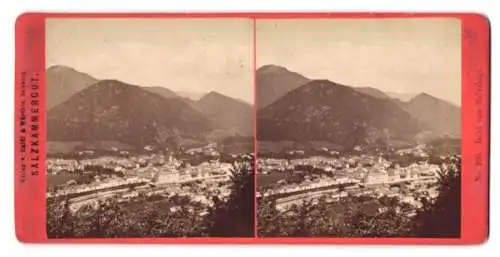 Stereo-Fotografie Baldi & Würthle, Salzburg, Ansicht Ischl, Blick auf die Stadt vom Siriuskogel aus gesehen