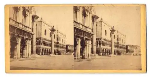 Stereo-Fotografie unbekannter Fotograf, Ansicht Venedig, Fienco del Palazo Ducale