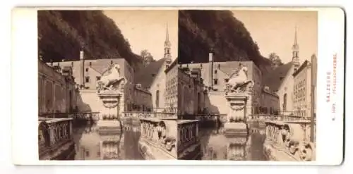 Stereo-Fotografie Alois Beer, Klagenfurt, Ansicht Salzburg, die Pferdeschwemme