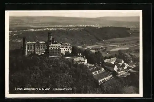 AK Schaumburg / Lahn, Schloss an der Lahn, Fliegeraufnahme