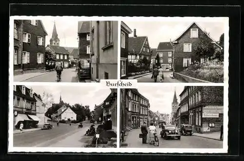 AK Burscheid / Rheinl., Strassenpartien mit Passanten und Autos