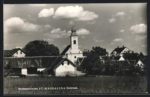 AK St. Magdalena /Oststmk., Teilansicht mit Kirche