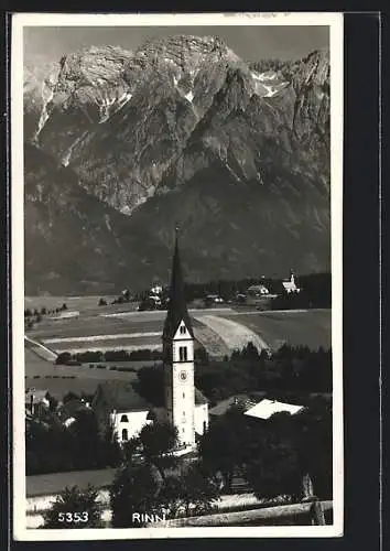 AK Rinn /Tirol, Kirche und Blick auf das Gebirge