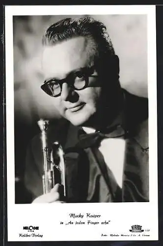 AK Schauspieler Macky Kasper mit Trompete im Film An jedem Finger zehn