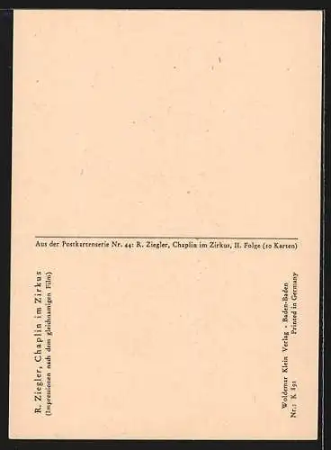 Künstler-AK Schauspieler Charlie Chaplin im Zirkus