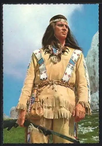 AK Schauspieler Pierre Brice in dem Film Winnetou, Teil 1